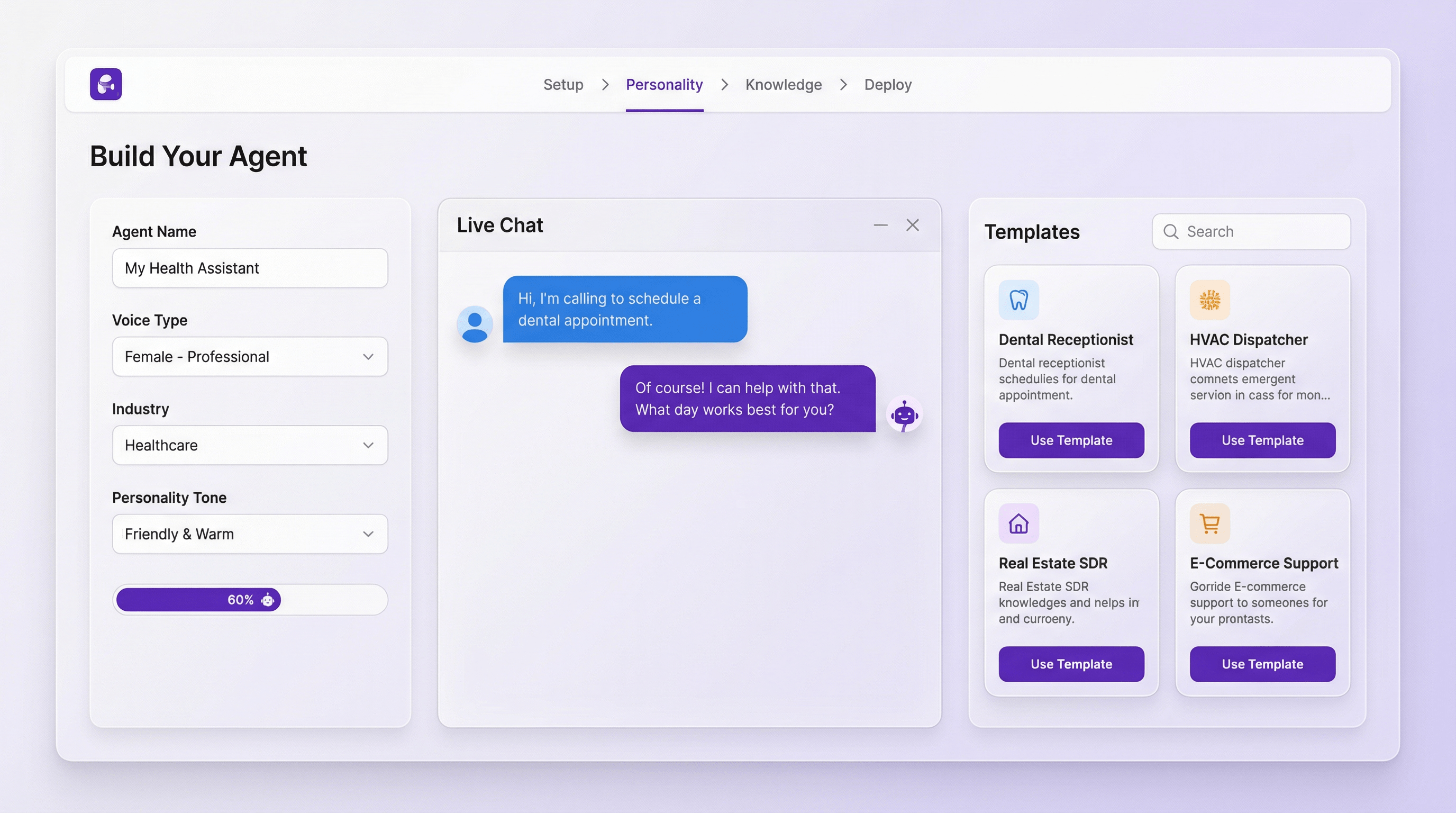 Build your agent — templates and configuration